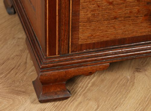 fig 7. Antique English Georgian Oak & Mahogany Inlaid Chest of Drawers (Circa 1800)