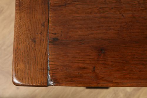 fig 3. Jacobean Style Two Plank Oak Kitchen Farmhouse Dining Refectory Trestle Table (Circa 1890)