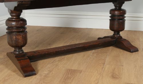 fig 6. Jacobean Style Two Plank Oak Kitchen Farmhouse Dining Refectory Trestle Table (Circa 1890)