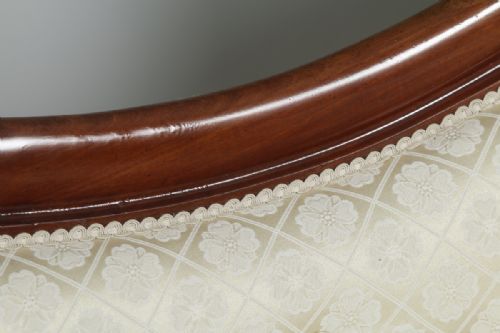 fig 8. Antique Victorian Mahogany Upholstered Cream & Pale Gold Chaise Longue Settee Couch Sofa (Circa 1860)