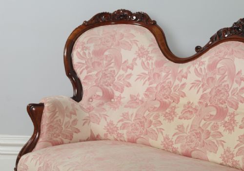 fig 1. French Victorian Rococo Carved Mahogany Couch Sofa Canapé Settee (Circa 1880)
