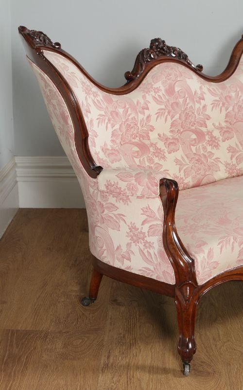 fig 4. French Victorian Rococo Carved Mahogany Couch Sofa Canapé Settee (Circa 1880)