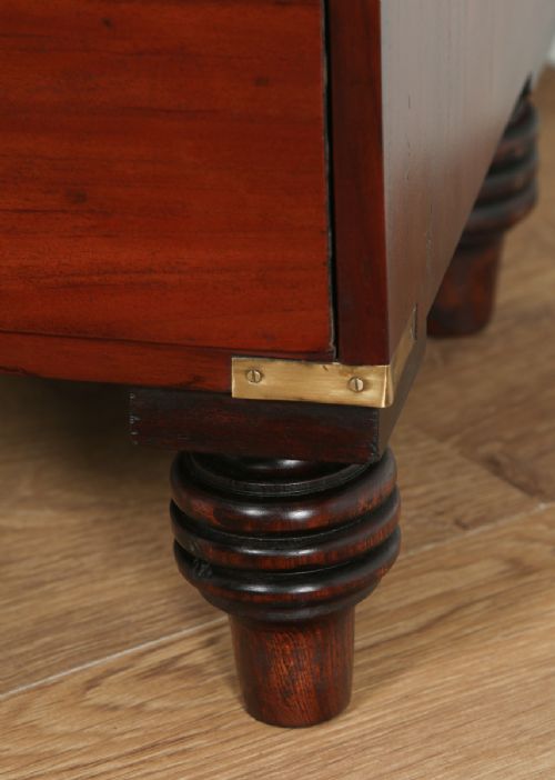 fig 3. Antique Victorian Colonial Anglo Indian Mahogany & Brass Military Officer’s Campaign Chest of Drawers (Circa 1880)