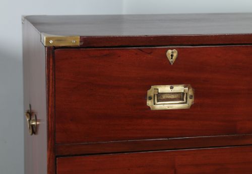 fig 2. Antique Victorian Colonial Anglo Indian Mahogany & Brass Military Officer’s Campaign Chest of Drawers (Circa 1880)