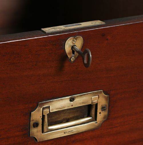 fig 6. Antique Victorian Colonial Anglo Indian Mahogany & Brass Military Officer’s Campaign Chest of Drawers (Circa 1880)