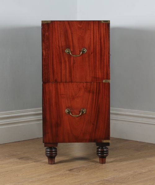 fig 8. Antique Victorian Colonial Anglo Indian Mahogany & Brass Military Officer’s Campaign Chest of Drawers (Circa 1880)