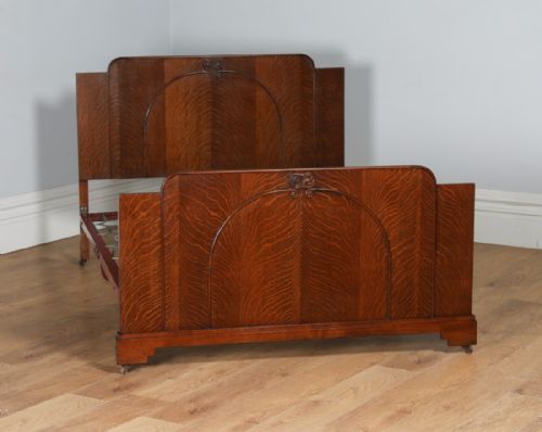 fig 4. English Art Deco Oak 4ft 6” Double Size Bed (Circa 1935)