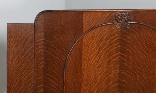 fig 7. English Art Deco Oak 4ft 6” Double Size Bed (Circa 1935)