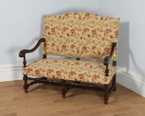 Antique French Walnut Upholstered Sofa Couch Settee (Circa 1870)