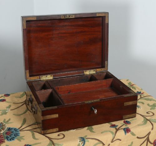 Victorian Colonial Anglo Indian Mahogany Writing / Jewellery / Sewing Box (Circa 1880)