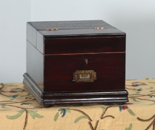 Antique Victorian Colonial Anglo Indian Teak Vanity / Jewellery Makeup Box (Circa 1870)
