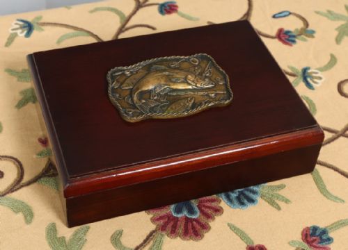 George V Colonial Anglo Indian Mahogany Fishing Tackle / Bait / Writing / Jewellery / Sewing Box (Circa 1920)