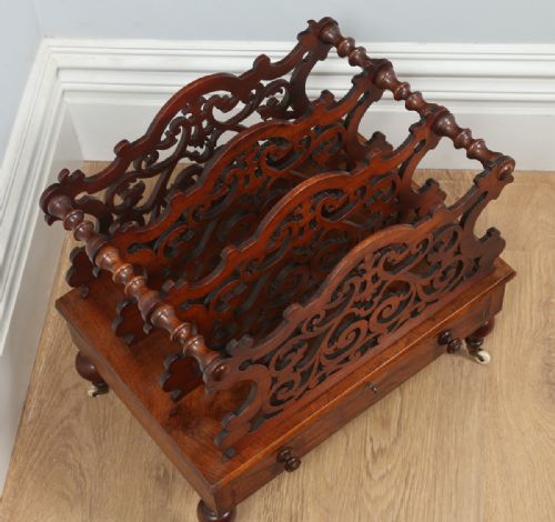 fig 1. Victorian Carved Figured Walnut Canterbury Magazine Rack (Circa 1860)