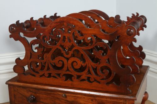 fig 2. Victorian Carved Figured Walnut Canterbury Magazine Rack (Circa 1860)