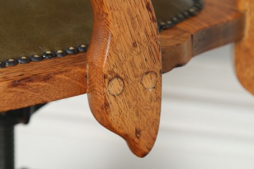 fig 4. Edwardian Oak & Leather Revolving Office Desk Arm Chair (Circa 1910)