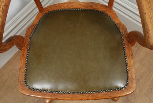 fig 5. Edwardian Oak & Leather Revolving Office Desk Arm Chair (Circa 1910)