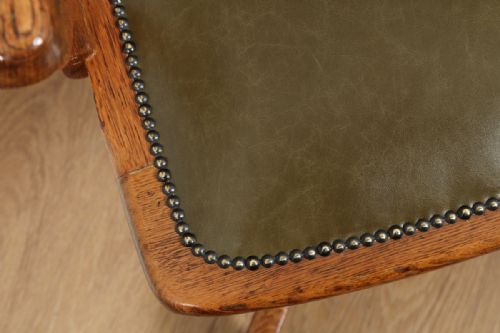 fig 6. Edwardian Oak & Leather Revolving Office Desk Arm Chair (Circa 1910)