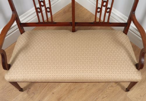 fig 6. Antique English Edwardian Inlaid Mahogany Ladies Salon Sofa Couch Settee (Circa 1900)