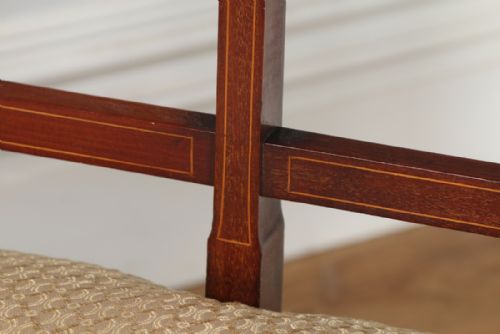fig 7. Antique English Edwardian Inlaid Mahogany Ladies Salon Sofa Couch Settee (Circa 1900)