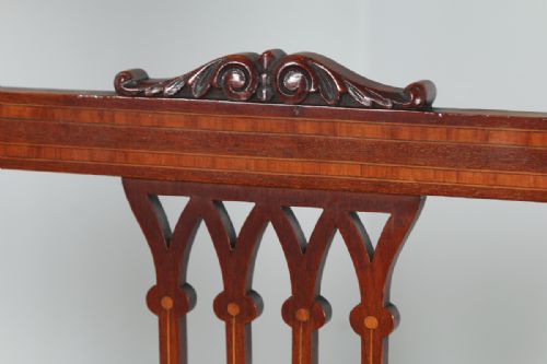 fig 3. Antique English Edwardian Inlaid Mahogany Ladies Salon Sofa Couch Settee (Circa 1900)