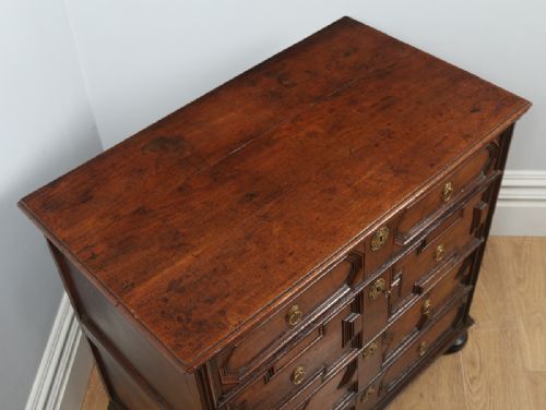 fig 1. Antique English William & Mary Oak Panelled Geometric Chest of Drawers (Circa 1690)