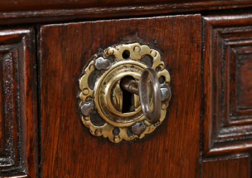 fig 5. Antique English William & Mary Oak Panelled Geometric Chest of Drawers (Circa 1690)