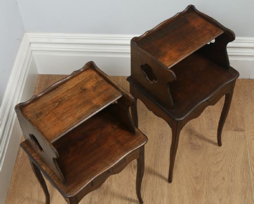 fig 1. Antique Pair of French Louis XV Style Chestnut Bedsides Cabinets (Circa 1920)