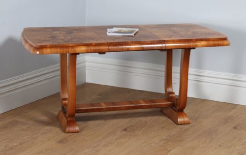 English Art Deco Burr Walnut Extending Dining Table (Circa 1930)