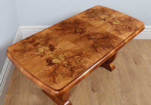 fig 2. English Art Deco Burr Walnut Extending Dining Table (Circa 1930)