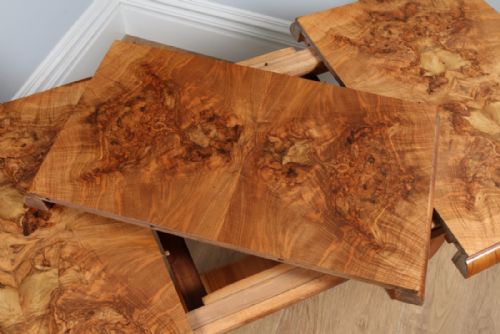 fig 7. English Art Deco Burr Walnut Extending Dining Table (Circa 1930)