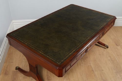 fig 1. Antique Regency Style 5ft 9” Mahogany & Leather Partners Library Table (Circa 1890)