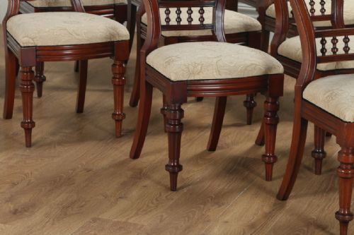 fig 3. Antique Victorian Set of 10 Ten Mahogany Upholstered Dining Chairs by J.B.C.W. (Circa 1890)