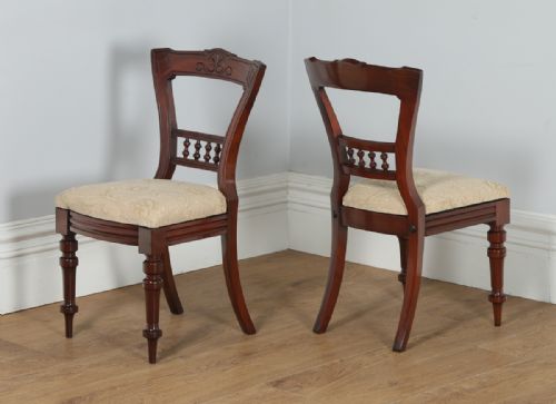 fig 4. Antique Victorian Set of 10 Ten Mahogany Upholstered Dining Chairs by J.B.C.W. (Circa 1890)