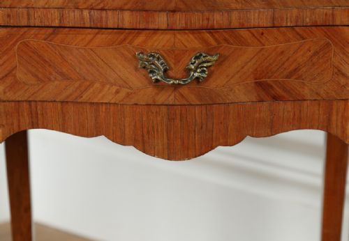 fig 5. Antique Pair of French Louis XVI Tulipwood & Parquetry Serpentine Bedside Cabinets (Circa 1900)