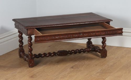 fig 8. Antique French Carved Oak Rectangular Occasional Coffee Table (Circa 1860)