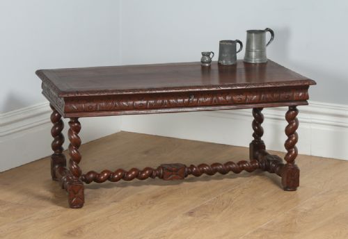 Antique French Carved Oak Rectangular Occasional Coffee Table (Circa 1860)