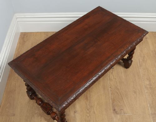 fig 1. Antique French Carved Oak Rectangular Occasional Coffee Table (Circa 1860)