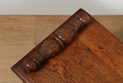 fig 4. Antique English Victorian Gothic Carved Oak Window Hall Bench Stool (Circa 1860)