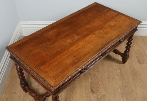 fig 1. Antique French Provincial Carved Oak Freestanding Desk Table (Circa 1870)