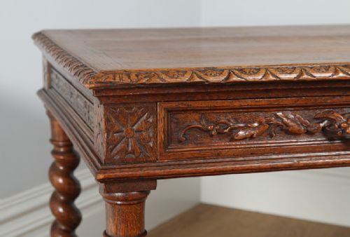 fig 2. Antique French Provincial Carved Oak Freestanding Desk Table (Circa 1870)
