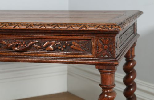 fig 3. Antique French Provincial Carved Oak Freestanding Desk Table (Circa 1870)