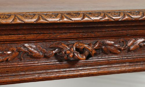 fig 4. Antique French Provincial Carved Oak Freestanding Desk Table (Circa 1870)