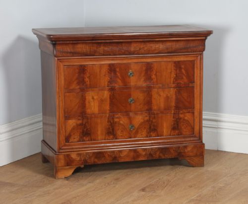 Antique French Louis Philippe Flame Mahogany & Walnut Bedroom Chest of Drawers (Circa 1850)