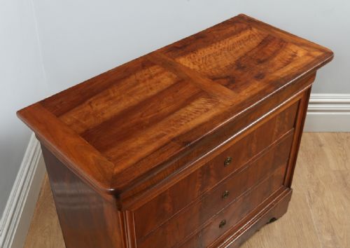 fig 1. Antique French Louis Philippe Flame Mahogany & Walnut Bedroom Chest of Drawers (Circa 1850)