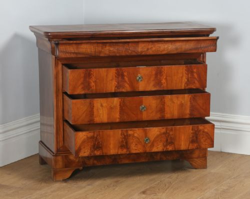 fig 7. Antique French Louis Philippe Flame Mahogany & Walnut Bedroom Chest of Drawers (Circa 1850)