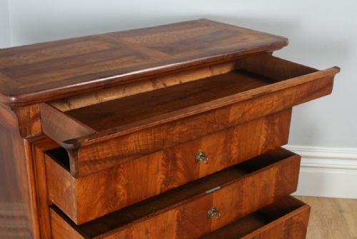 fig 8. Antique French Louis Philippe Flame Mahogany & Walnut Bedroom Chest of Drawers (Circa 1850)