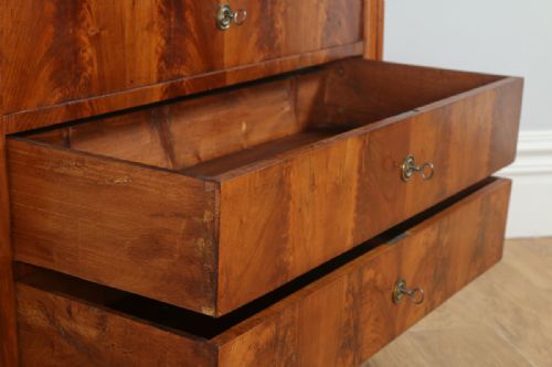 fig 9. Antique French Louis Philippe Flame Mahogany & Walnut Bedroom Chest of Drawers (Circa 1850)