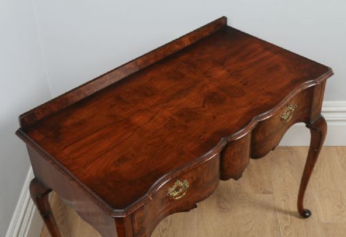 fig 1. Antique English Maples & Co. Burr Walnut Queen Anne Style Serving Table (Circa 1920)