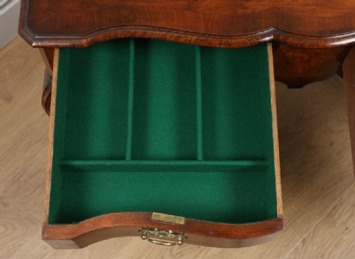 fig 7. Antique English Maples & Co. Burr Walnut Queen Anne Style Serving Table (Circa 1920)