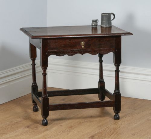 Antique English Georgian 18th Century Style Country Oak Side / Hall Table / Lowboy (Circa 1860)